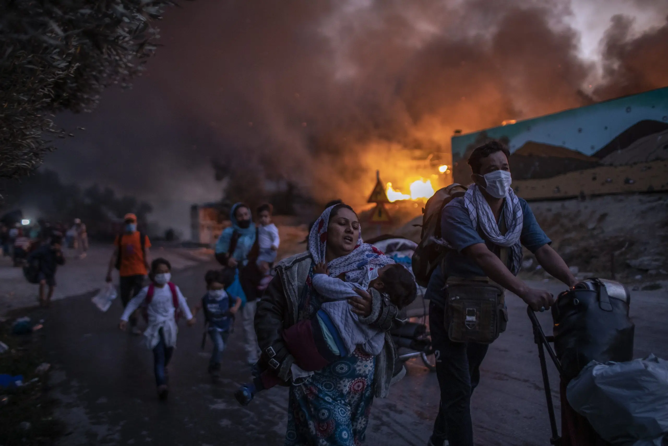 Moria Flüchtlingslager brennt