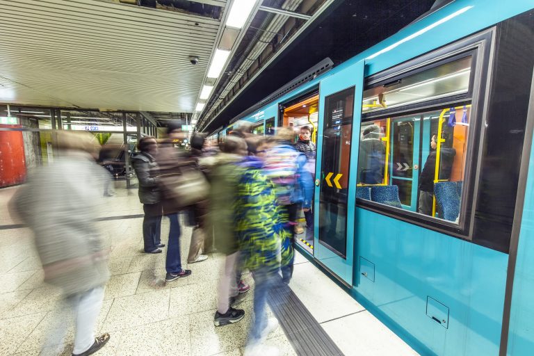 subway with people at station Merianplatz