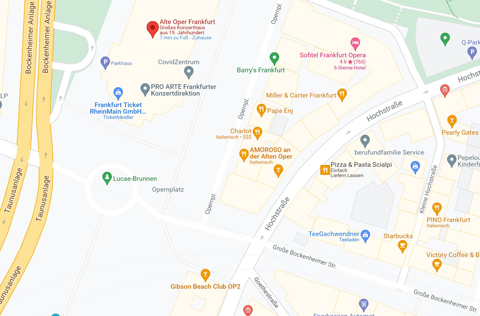 Ausschnitt Google Maps Opernplatz Frankufrt am Main