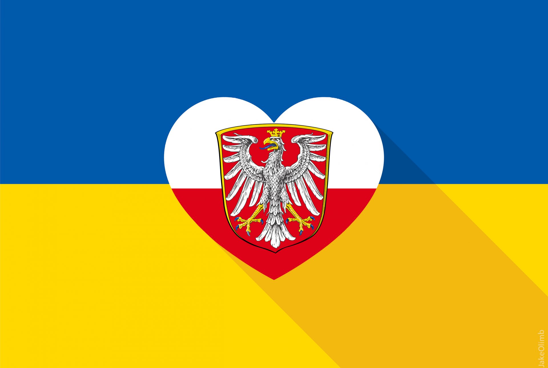 Flagge Ukraine mit Herz-Flagge der Stadt Frankfurt
