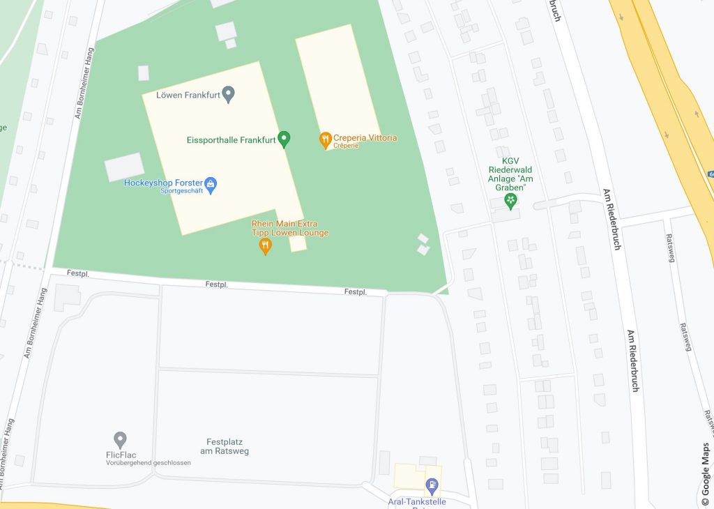 Google-Maps-Ausschnitt Eissporthalle Frankfurt am Main