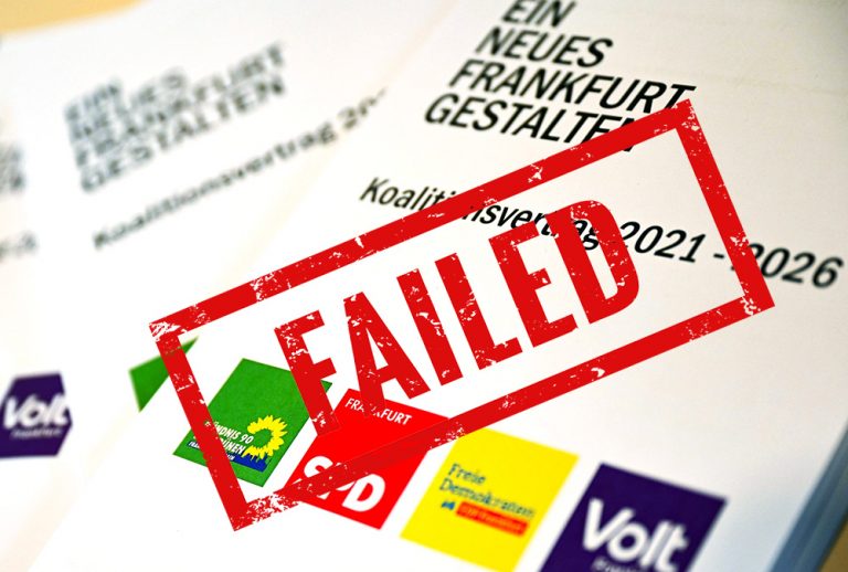 Koalitionsvertrag Frankfurt am Main mit Fail-Zeichen