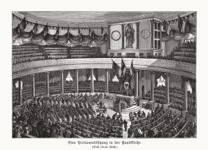 Parlamentssitzung, Paulskirche, Frankfurt/Main, Holzstich, veröffentlicht 1893