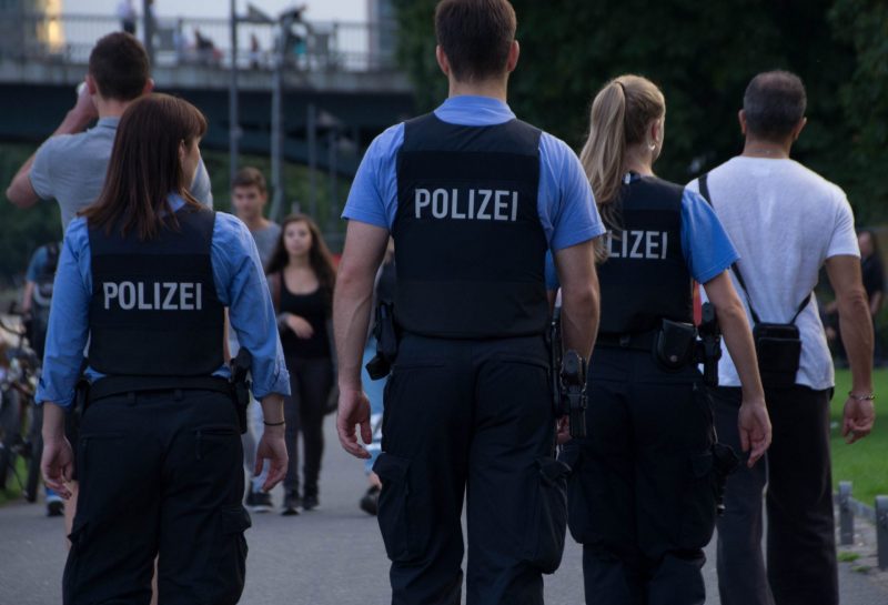 Frankfurt am Main, Germany – August 5, 2016: Police patrol in Frankfurt am Main, Germany.